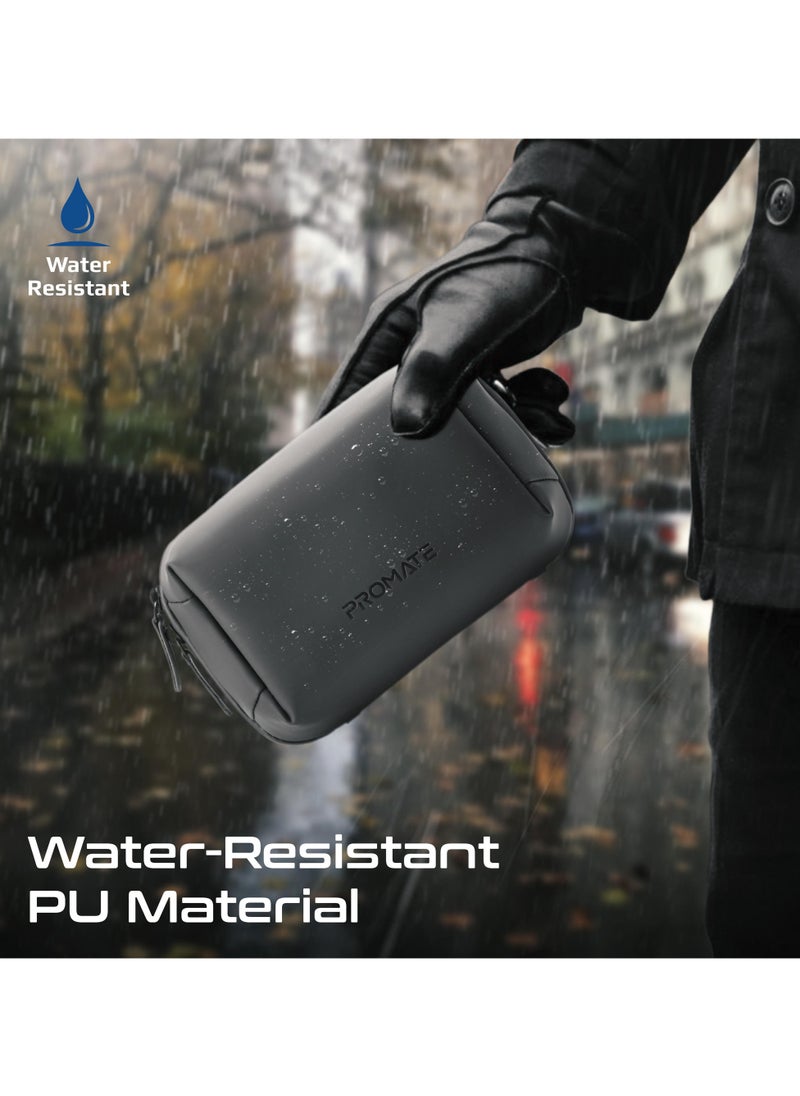 PROMATE - Promate Mini Tech Organizer Pouch with Multiple Compartments, Durable Waterproof PU Material, Lightweight Compact Design - Image 1