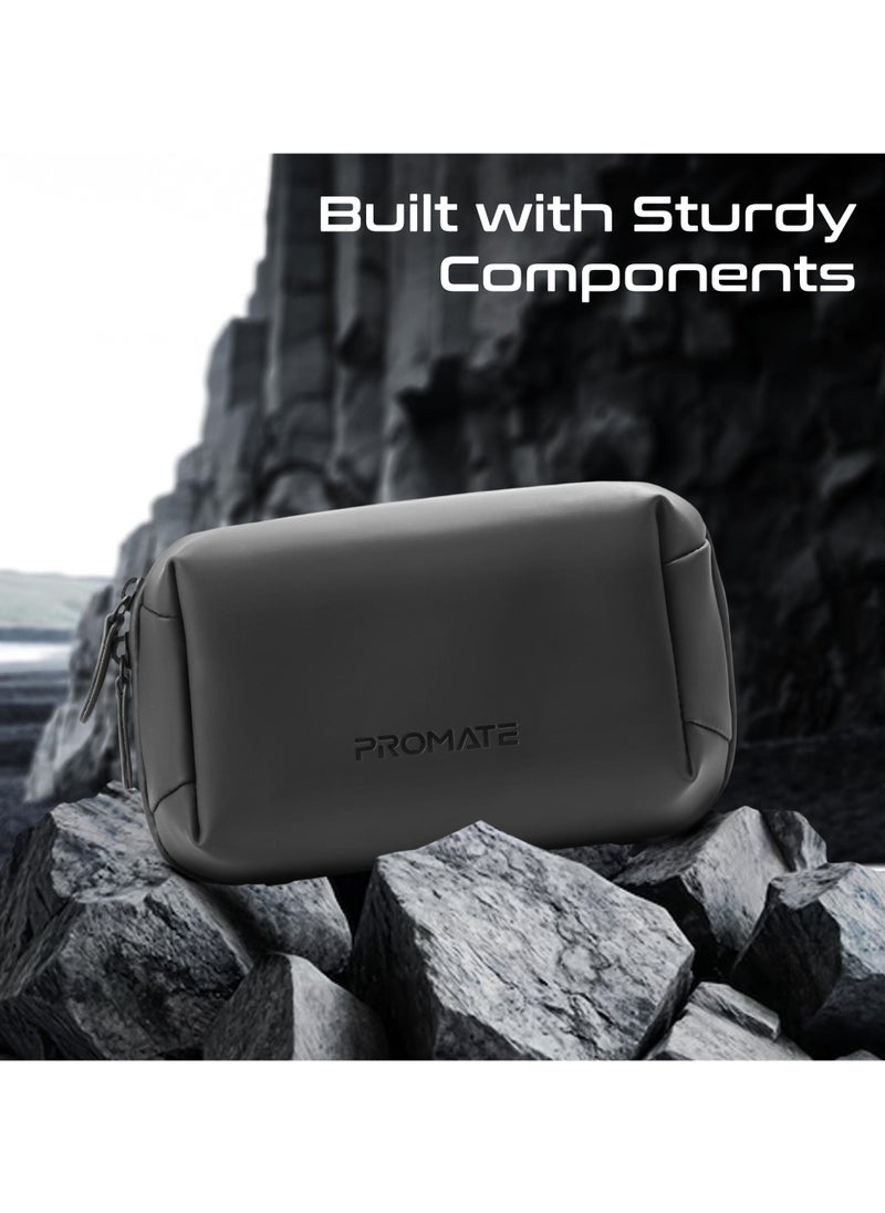 PROMATE - Promate Mini Tech Organizer Pouch with Multiple Compartments, Durable Waterproof PU Material, Lightweight Compact Design - Image 1
