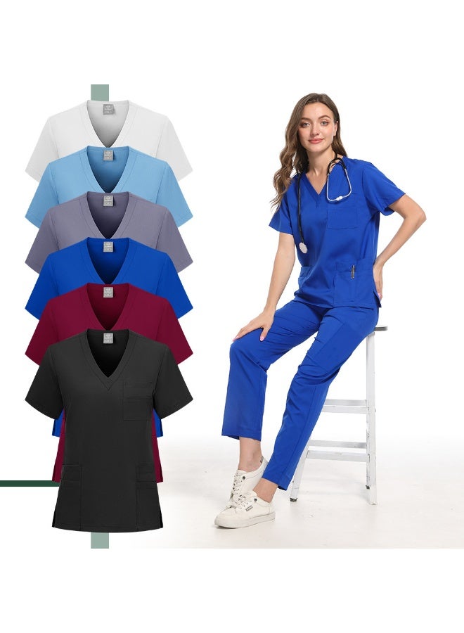 Loquat Womens Medical Scrubs Set Medical Uniform Set Medium Blue - Image 3