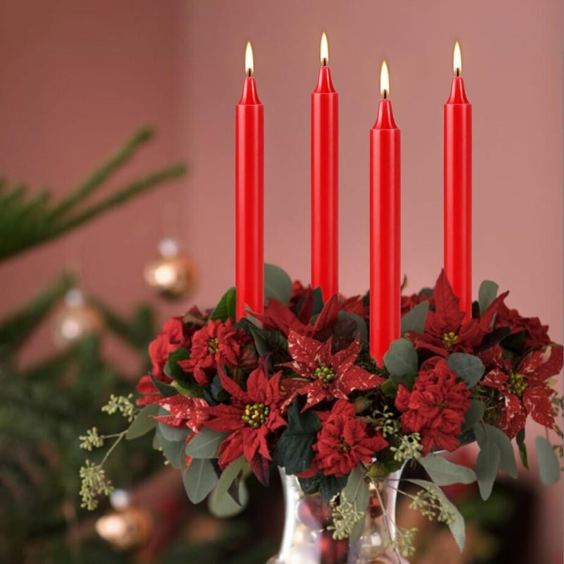 Howemon 40pcs Candles for Christmas Tree - Decorations - Christmas Pyramids Carousel - 4 inch X 0.5 inch Diameter - 1.5 Hour Burn Time RED - Image 3