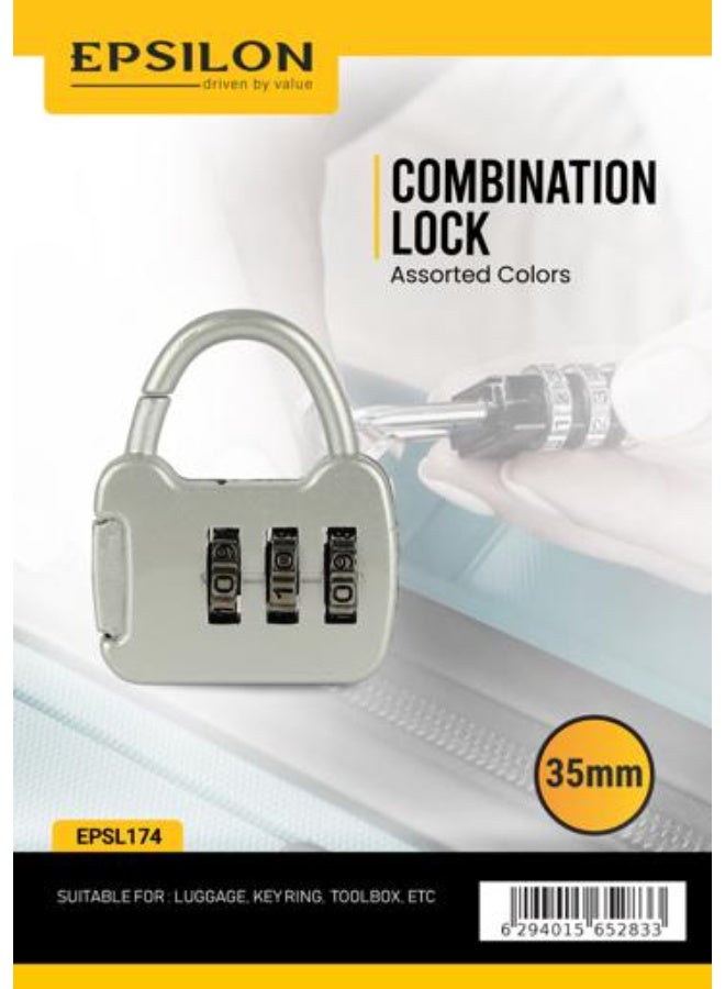 Epsilon 35mm 3-Digit Combination Padlock, Resettable Number Lock, Durable Security Lock for Luggage, Backpack, Toolbox, Locker, Gate & Travel Use, Anti-Corrosion Metal Finish, Silver - EPSL174 - Image 5