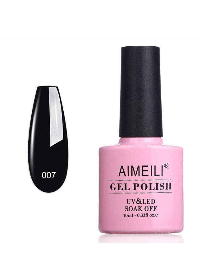 AIMEILI Soak Off U V LED Black Gel Nail Polish - Blackpool (007) 10ml - Image 1