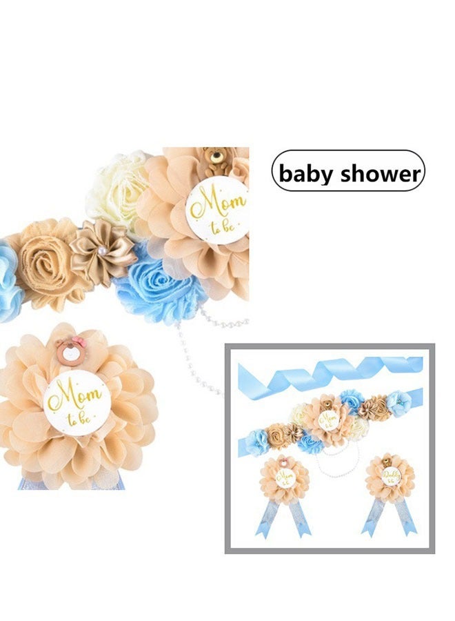 Flower theme baby shower belt mom and dad pin corolla for gender reveal party favor decoration boy girl pregnancy props gift - Image 4