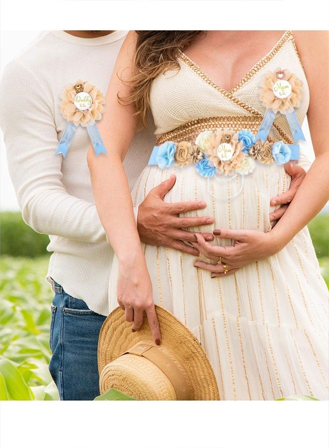 Flower theme baby shower belt mom and dad pin corolla for gender reveal party favor decoration boy girl pregnancy props gift - Image 3