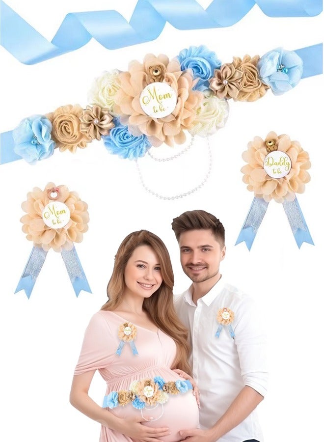 Flower theme baby shower belt mom and dad pin corolla for gender reveal party favor decoration boy girl pregnancy props gift - Image 2