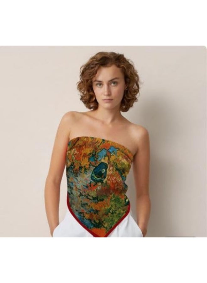 Scarf made of soft natural silk, characterized by its bright colors and delicate prints, high-quality material - imported - Image 4