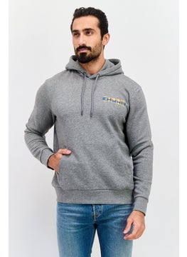 Men Graphic Print Long Sleeves Hoodies, Grey