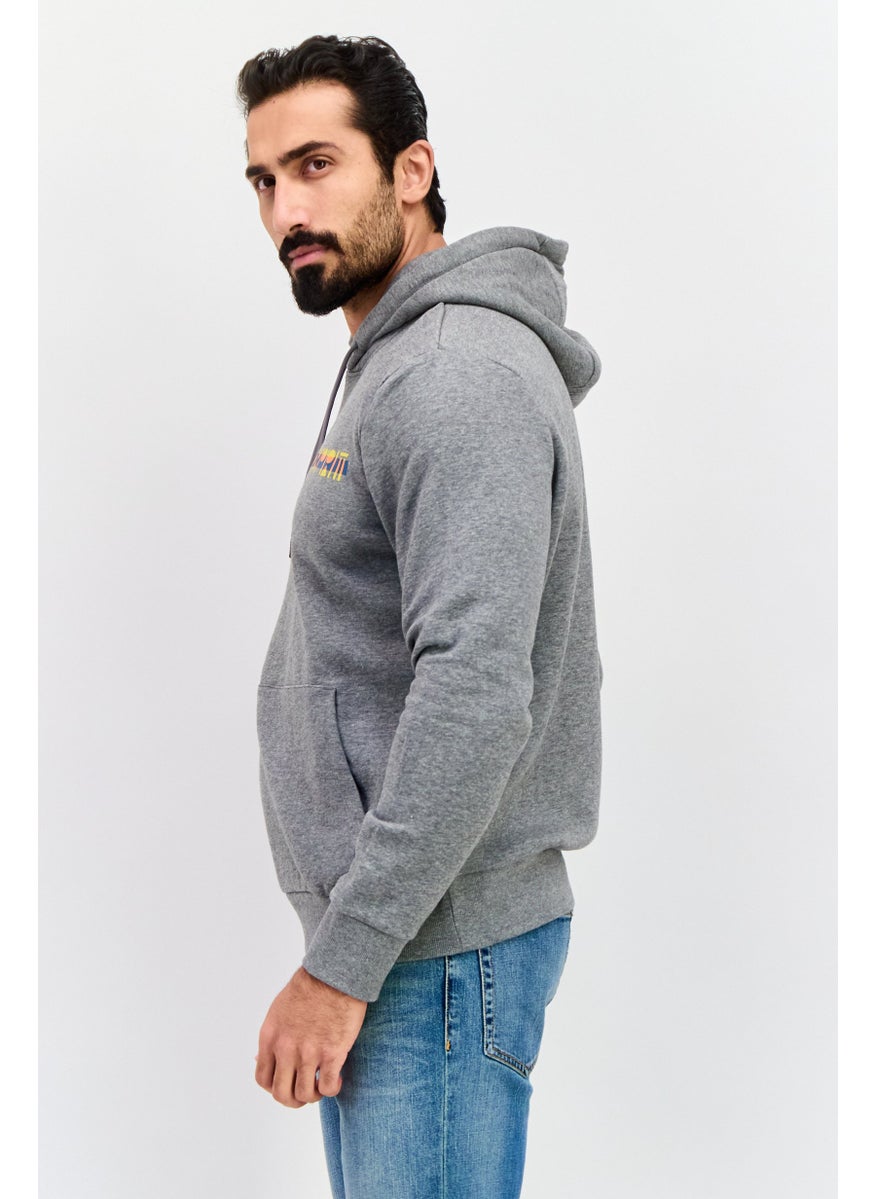 ESPRIT - Men Graphic Print Long Sleeves Hoodies, Grey - Image 1