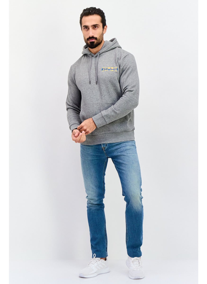 ESPRIT - Men Graphic Print Long Sleeves Hoodies, Grey - Image 1