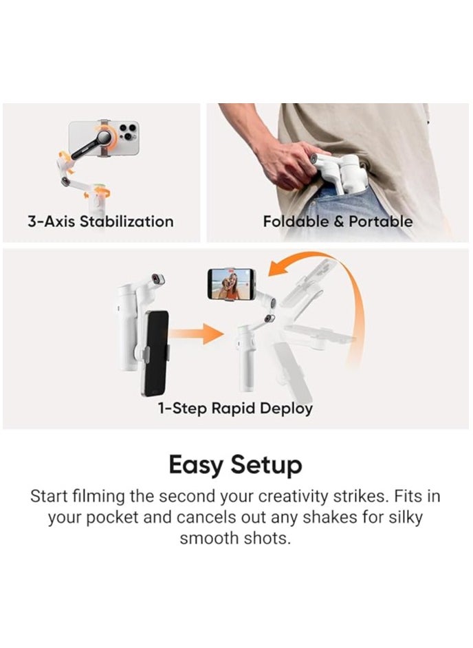Insta360 - FLOW 2 PRO | Creator Kit | Ultimate AI Tracking Gimbal Stabilizer. Achieve smooth, pro-level shots with advanced AI tracking and sleek design. Perfect for creators on the go! – Summit White - Image 1