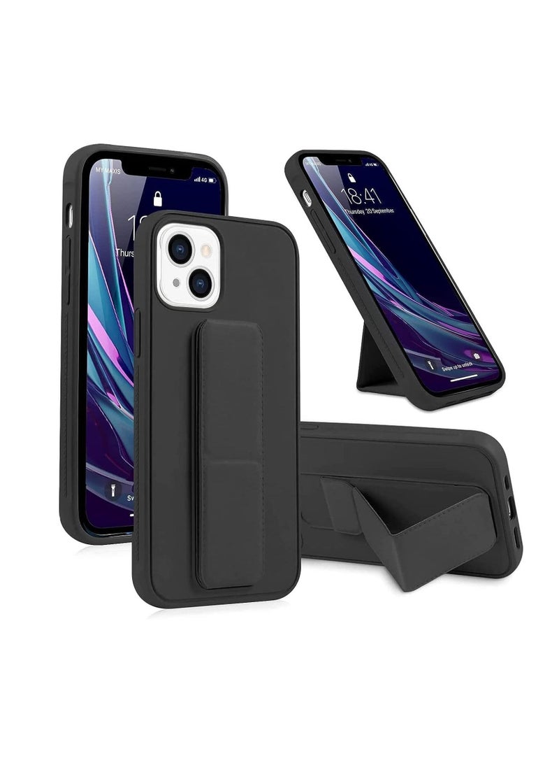 جراب هاتف بغطاء خلفي مغناطيسي مزود بحزام للمعصم لهاتف Iphone 14 أسود - Image 1