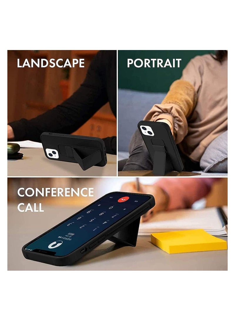 جراب هاتف بغطاء خلفي مغناطيسي مزود بحزام للمعصم لهاتف Iphone 14 أسود - Image 3