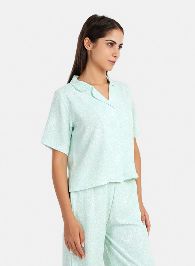 Carina Self Pattern Pyjama Shirt Top - Image 3