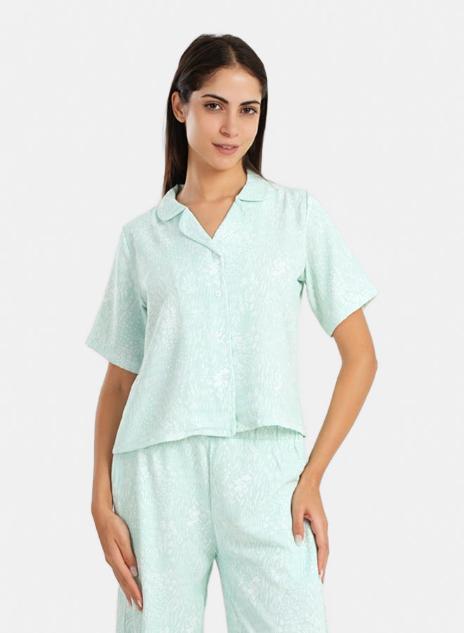 Carina Self Pattern Pyjama Shirt Top - Image 1