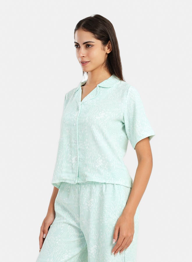 Carina Self Pattern Pyjama Shirt Top - Image 5