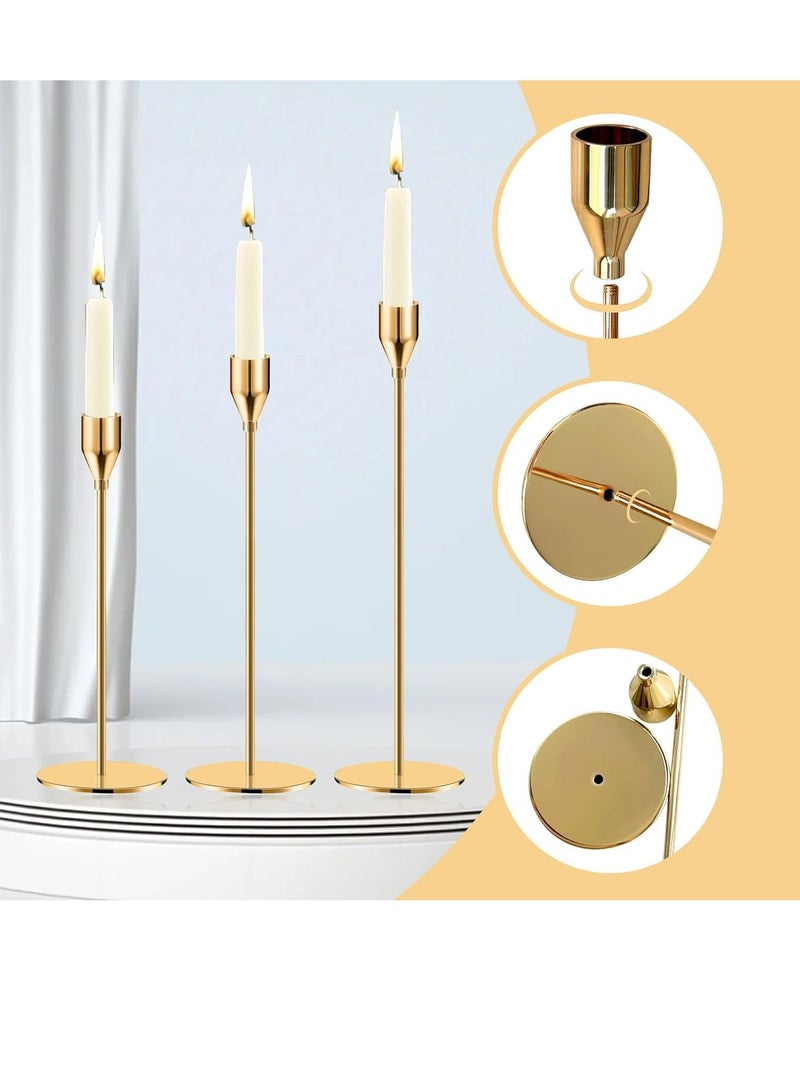FengSVMA Candlestick Holders Gold Candle Stick Candle Holder Tall Taper Candle Holder for Home Decor, Wedding, Dinning, Party, Anniversary, Fits 3/4 Inch Thick Candle&Led Candles(Set of 6) - Image 3