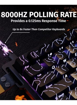 لوحة مفاتيح الألعاب الميكانيكية X68 HE Rapid Trigger، سلكية بنسبة 60%، مع إمكانية تعديل التفعيل، ومفتاح مغناطيسي بتقنية تأثير هول، ومعدل استجابة 8 كيلو هرتز، وإضاءة خلفية RGB، وتركيب علوي، وغطاء مفاتيح مطبوع جانبياً (محيط أسود). - view 3