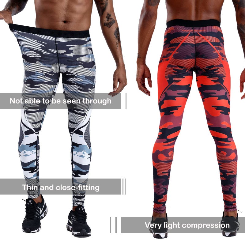 OEBLD Compression Pants Men UV Blocking Running Tights 1 or 2 Pack Gym Yoga Leggings for Athletic Workout - Image 5