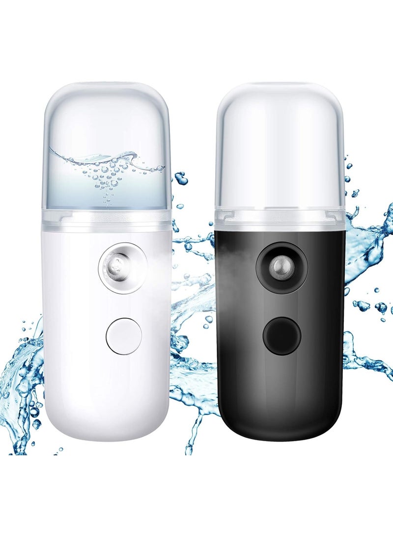 Excefore مجموعة رذاذ الوجه النانو القابلة للشحن عبر USB، مرطب وجه مصغر سعة 30 مل ورذاذ مرطب، مثالي للعناية بالبشرة والمكياج، لونين (أسود وأبيض)، عبوتين - Image 1