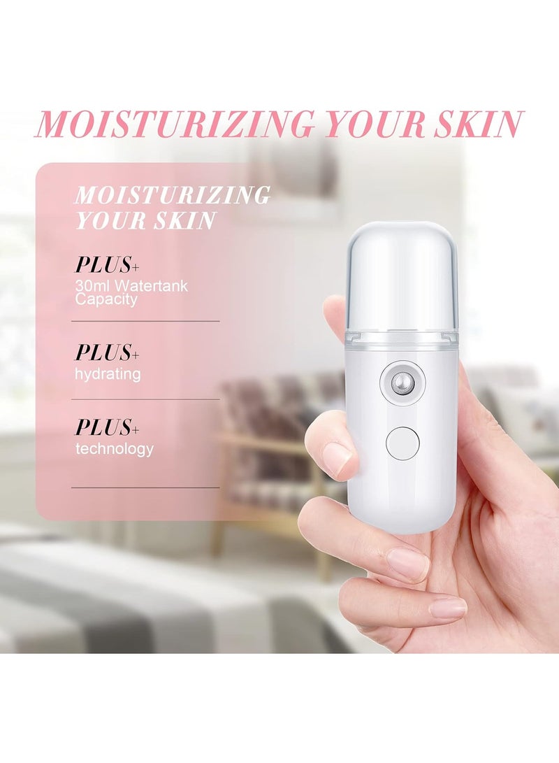 Excefore مجموعة رذاذ الوجه النانو القابلة للشحن عبر USB، مرطب وجه مصغر سعة 30 مل ورذاذ مرطب، مثالي للعناية بالبشرة والمكياج، لونين (أسود وأبيض)، عبوتين - Image 2