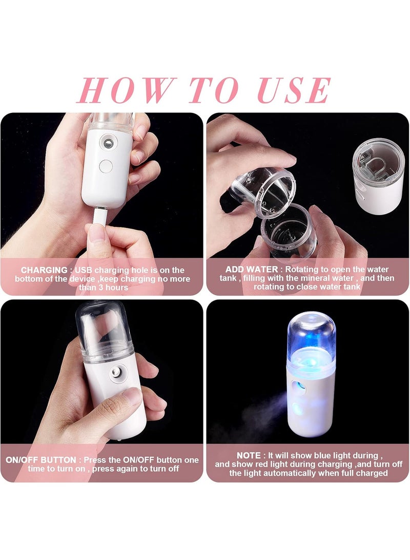 Excefore مجموعة رذاذ الوجه النانو القابلة للشحن عبر USB، مرطب وجه مصغر سعة 30 مل ورذاذ مرطب، مثالي للعناية بالبشرة والمكياج، لونين (أسود وأبيض)، عبوتين - Image 3