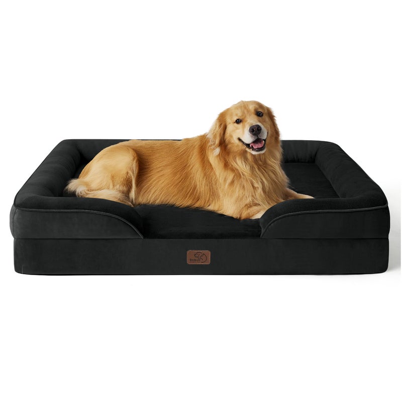 Bedsure XL Plus Orthopedic Dog Bed for Extra Large Dogs Washable XLarge Dog Cat Bed Waterproof Comfort Dogs Couch Sofa with Washable Removable Cover Pet Bed with Nonskid Bottom Black 48
