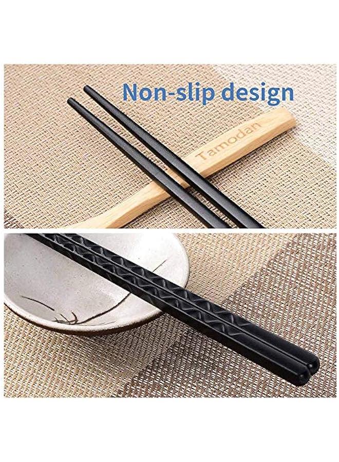 Chopsticks Reusable Dishwasher Safe 10 Pairs Non-slip Design Chopstick, Classic Black Chopsticks-9.5inches. - Image 2