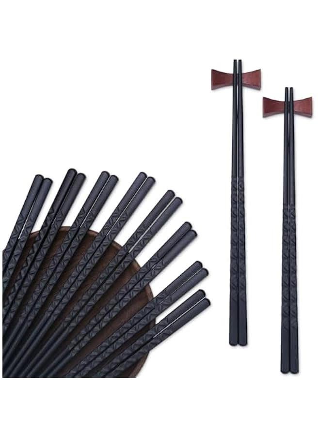 Chopsticks Reusable Dishwasher Safe 10 Pairs Non-slip Design Chopstick, Classic Black Chopsticks-9.5inches. - Image 1