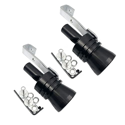 DEVMO 2pcs XL Size Aluminum Alloy Universal Turbo Sound Exhaust Muffler Pipe Whistle Car Roar Maker (XL-Black) - Image 1