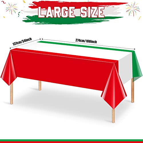 MASHAN 3 Pack Italian Flag Tablecloth, Italian Themed Disposable Plastic Tablecloth, Rectangle Italian Table Cover for Italy Family Gathering Christmas Party Decorations and Party Supplies 54 x 108 Inch - Image 2