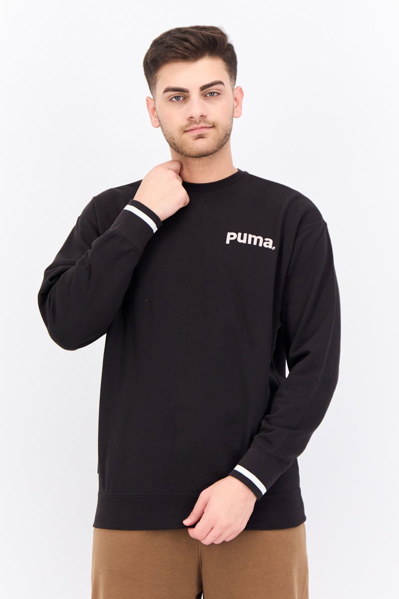 PUMA Men Sportswear Fit Long Sleeve Brand Logo Sweatshirt, Black  - Image 1