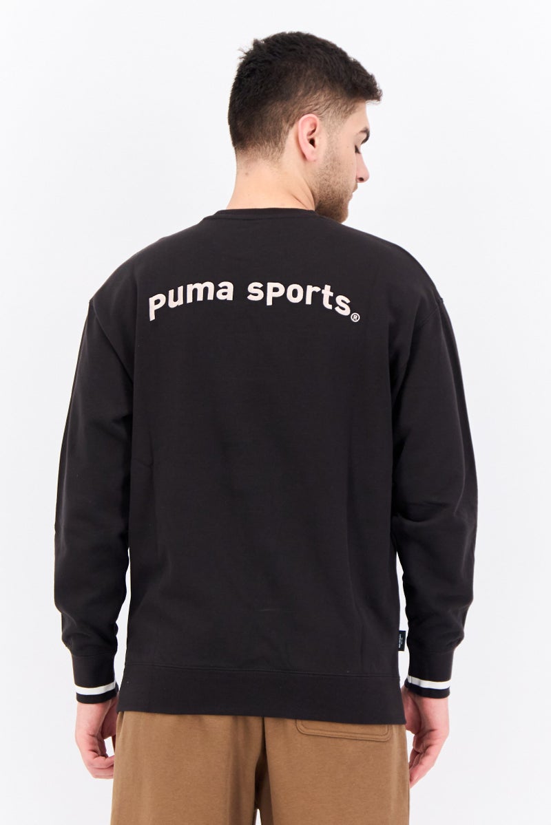 PUMA Men Sportswear Fit Long Sleeve Brand Logo Sweatshirt, Black  - Image 3