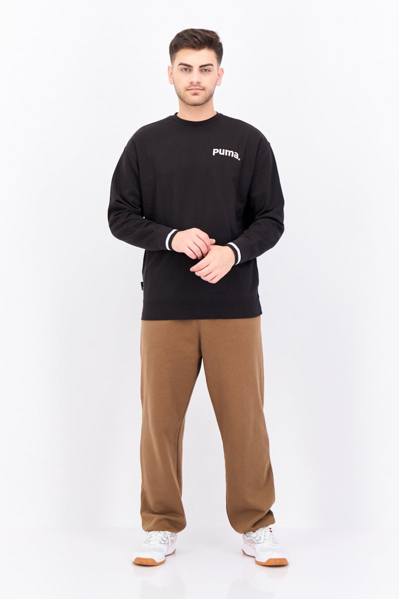 PUMA Men Sportswear Fit Long Sleeve Brand Logo Sweatshirt, Black  - Image 4