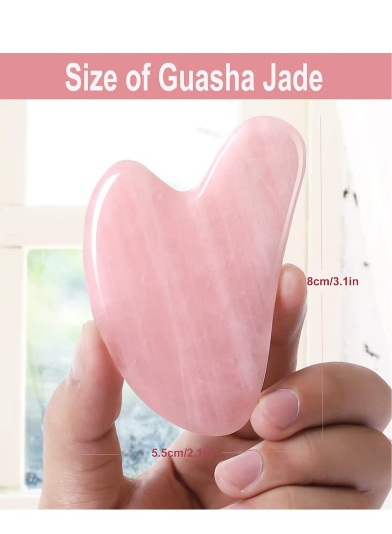 Loquat Natural Rose Quartz Gua Sha Board, V-Shaped Facial and Body Massage Tool for Neck, Face, Anti-Aging, Stress Relief - Image 3