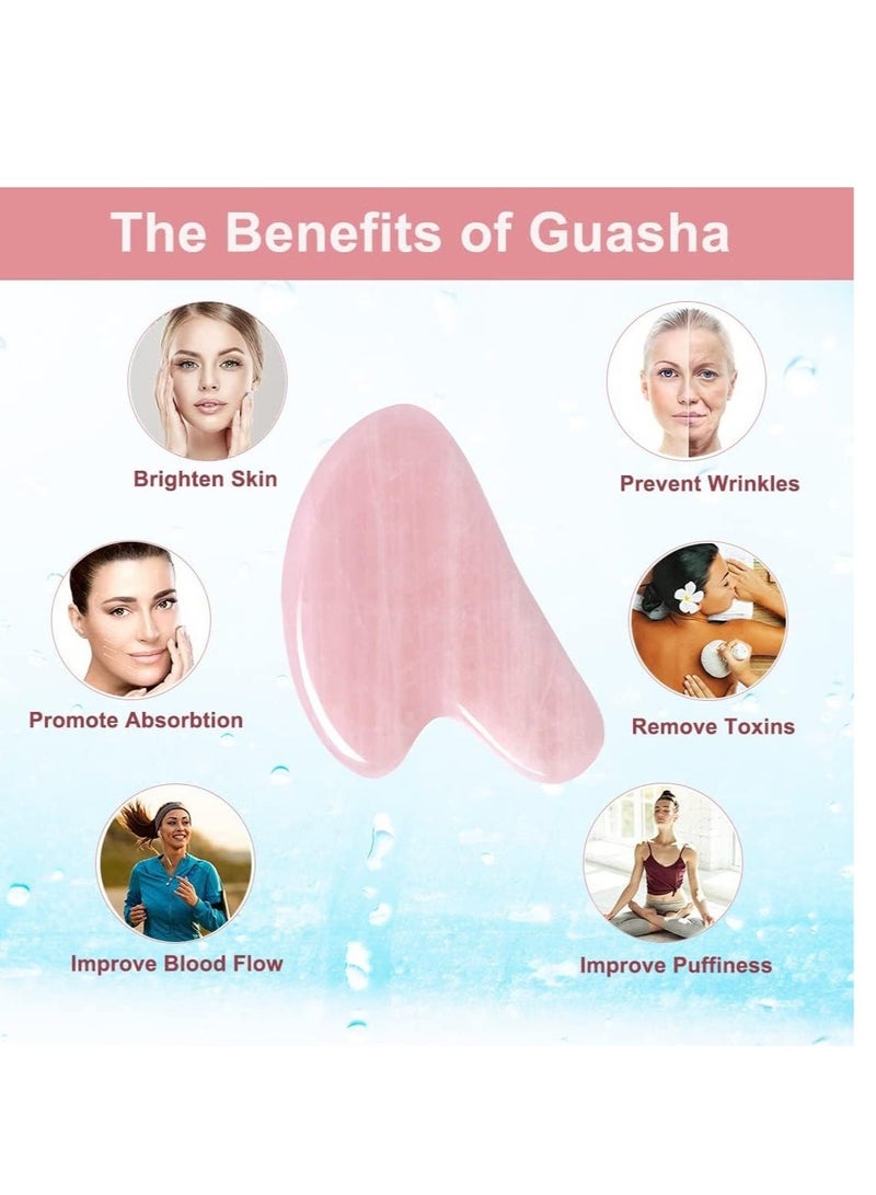 Loquat Natural Rose Quartz Gua Sha Board, V-Shaped Facial and Body Massage Tool for Neck, Face, Anti-Aging, Stress Relief - Image 2