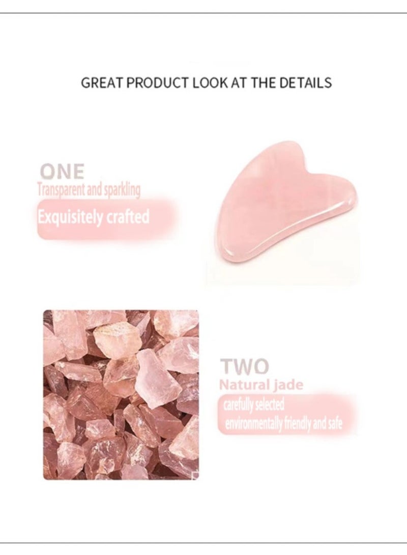 Loquat Natural Rose Quartz Gua Sha Board, V-Shaped Facial and Body Massage Tool for Neck, Face, Anti-Aging, Stress Relief - Image 5