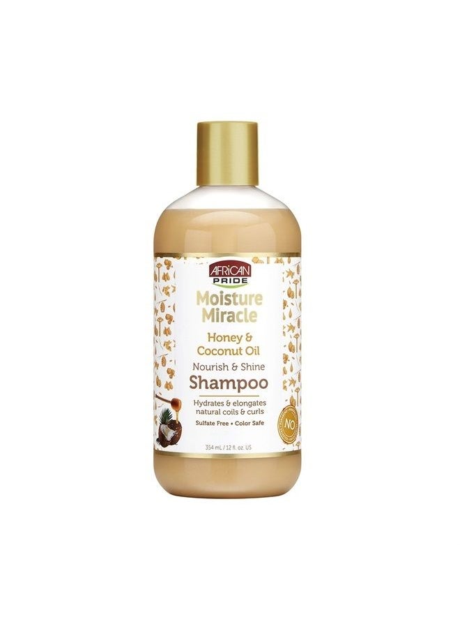 African Pride Moisture Miracle Honey & Coconut Oil Shampoo - For Natural Coils & Curls, Nourishes & Shines, Sulfate Free, Color Safe, 12 oz.  - Image 1