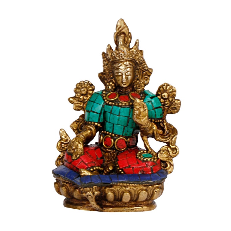 ARTVARKO Tara Devi Statue Brass Tibetan Goddess Religious Green Tara Statue for Health Happiness Wealth Idol Home Decor Sculpture 35 Inches - Image 2