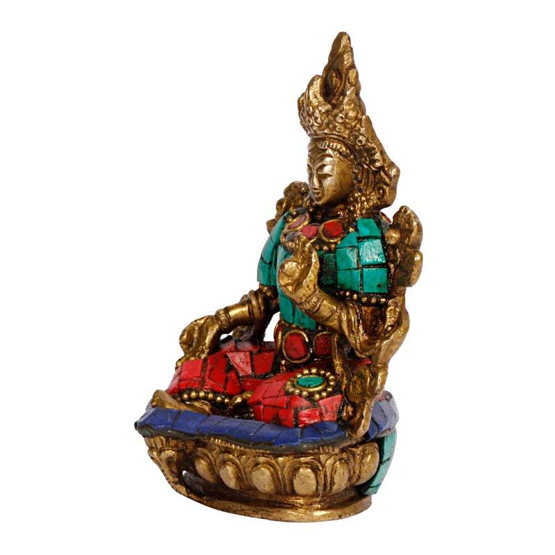 ARTVARKO Tara Devi Statue Brass Tibetan Goddess Religious Green Tara Statue for Health Happiness Wealth Idol Home Decor Sculpture 35 Inches - Image 5
