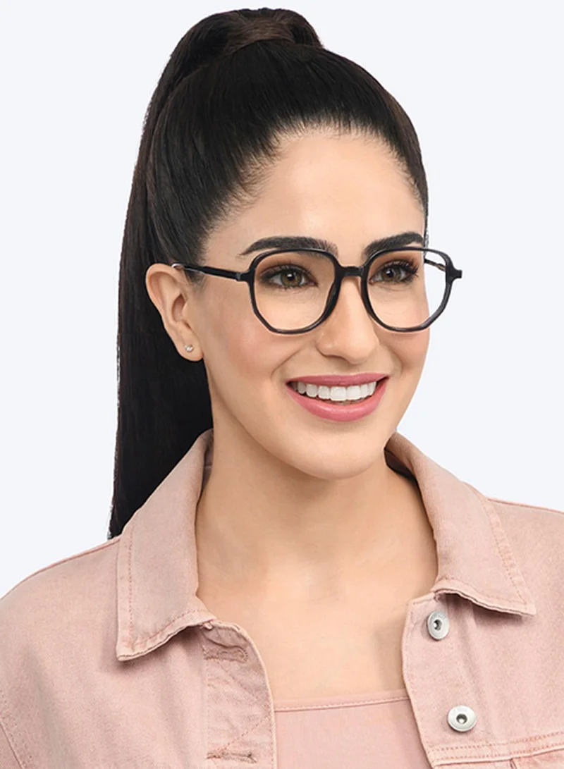 Lenskart Blu LENSKART BLU | Zero Power Blue Cut Computer Glasses | Anti Glare, Lightweight & Blocks Harmful Rays | UV Protection Specs | Black | Hexagonal | Men & Women | Small | LB E16059