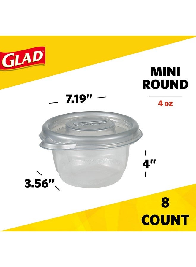 GladWare Home Mini Round Food Storage Containers, Small Food Containers Hold 4 Ounces of Food, 8 Count Set | With Glad Lock Tight Seal, BPA Free Containers and Lids - Image 2