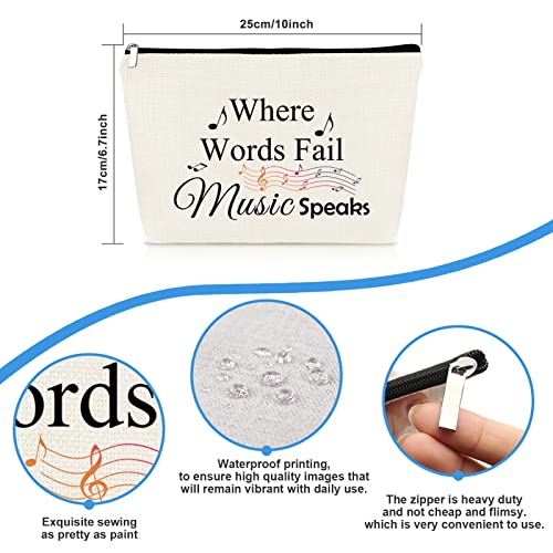 Mikela Music Gift for Women Makeup Bag Musical Lover Gifts Cosmetic Bag Music Teacher Appreciation Thank You Gift Christmas Birthday Gifts for Musical Teacher Student Musicians Travel Toiletry Bags - Image 2