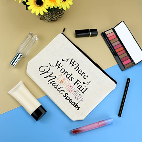 Mikela Music Gift for Women Makeup Bag Musical Lover Gifts Cosmetic Bag Music Teacher Appreciation Thank You Gift Christmas Birthday Gifts for Musical Teacher Student Musicians Travel Toiletry Bags - Image 3