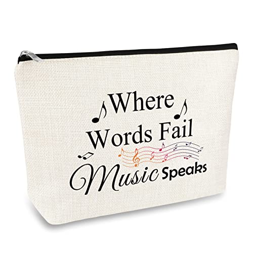 Mikela Music Gift for Women Makeup Bag Musical Lover Gifts Cosmetic Bag Music Teacher Appreciation Thank You Gift Christmas Birthday Gifts for Musical Teacher Student Musicians Travel Toiletry Bags - Image 1