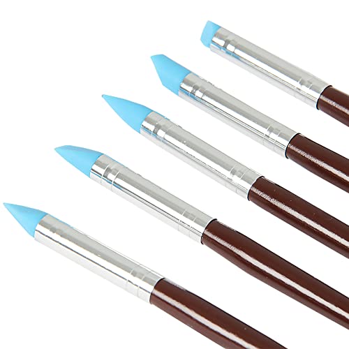 Fine Décor FineDecor Silicone Modeling Tool Set (5 Pcs), Fondant/Gumpaste Tool 5PCS 5 Size Rubber Tip Silicon Brushes Pottery Clay Pen Shaping Carving Tools - FD 3002 - Image 3