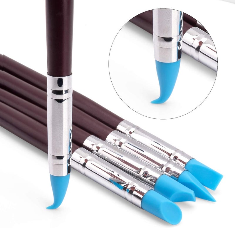 Fine Décor FineDecor Silicone Modeling Tool Set (5 Pcs), Fondant/Gumpaste Tool 5PCS 5 Size Rubber Tip Silicon Brushes Pottery Clay Pen Shaping Carving Tools - FD 3002 - Image 5