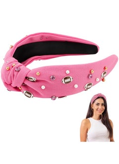 Football Headband For Women Wide Rhinestone Pearl Football Embellished Knotted Headband Top Knot Hairband Headpiece Game Day Sports For Football Sports Fan Gifts (Hot Pink) - pzsku/Z337B0DA1CB9BA0C918B2Z/45/_/1718645546/599240ac-7032-4bba-9a74-5b18262b2a92