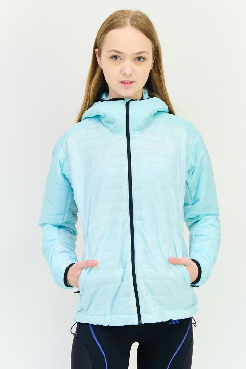Adidas Women Regular Fit Embroidered Outdoor Jacket, Mint Blue  - Image 1