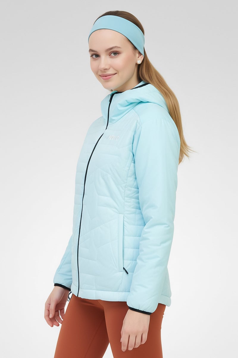 Adidas جاكيت خارجي مزخرف للنساء بقصة عادية، أزرق نعناعي - Image 3