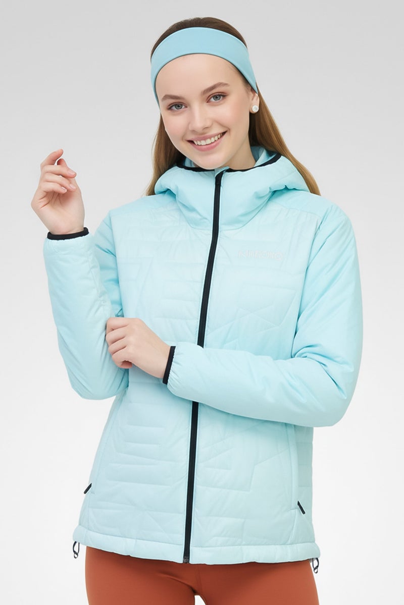 Adidas جاكيت خارجي مزخرف للنساء بقصة عادية، أزرق نعناعي - Image 1